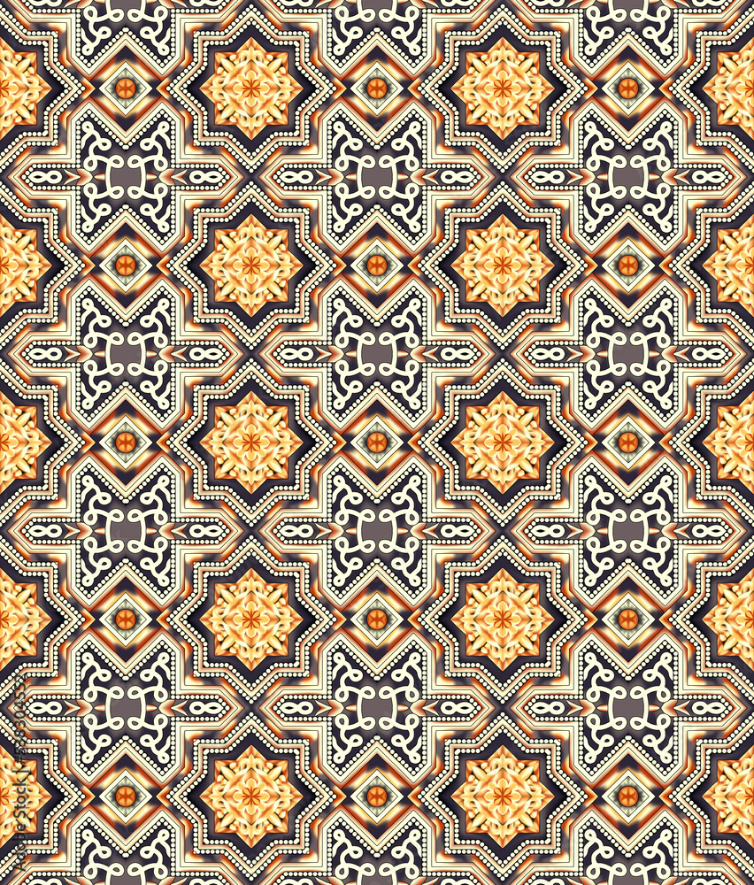 Seamless ethnic digital paisley pattern on Abstract background