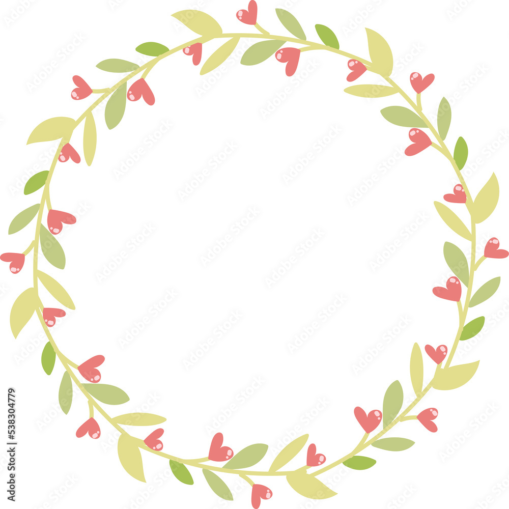 cute pastel green pink valentine roses flat style wreath frame cute pastel green pink valentine roses flat style wreath frame
