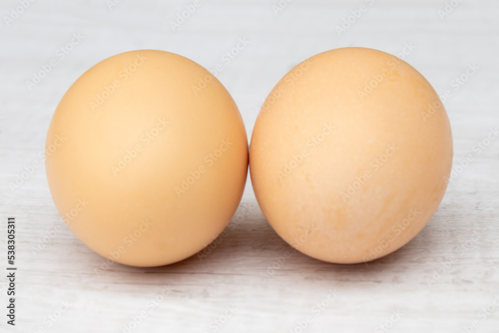 Eggs isolated on white background, close up view