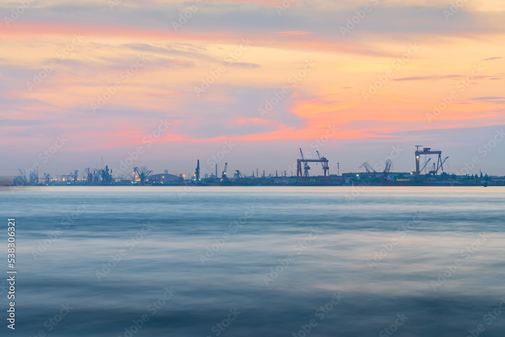 Scenery of the Yangtze River and the Industrial Zones along the Yangtze River in China