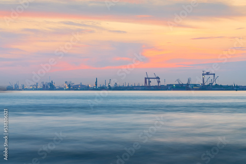 Scenery of the Yangtze River and the Industrial Zones along the Yangtze River in China © q