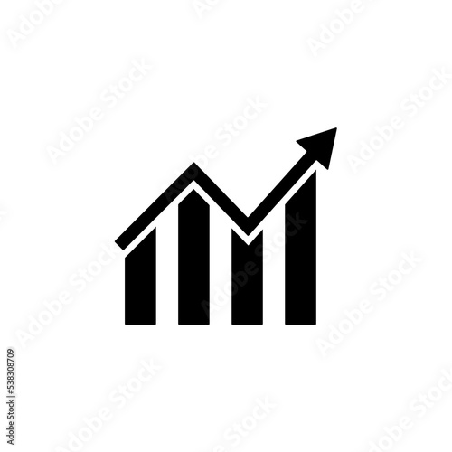 Growing bar graph flat icon isolated on a white background. Vector illustration. Increase graph vector.