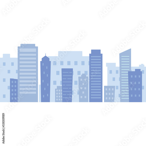 Blue city silhouette