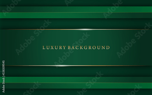 Modern green premium background with luxury geometric and line golden elements. Vector Illustration