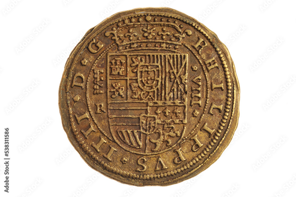 ancient medieval coin isolated