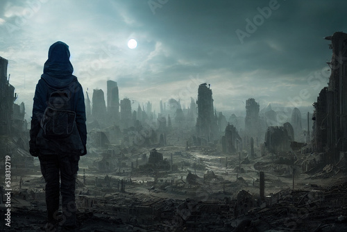 lost civilization future dystopian landscape 3d illustration photo