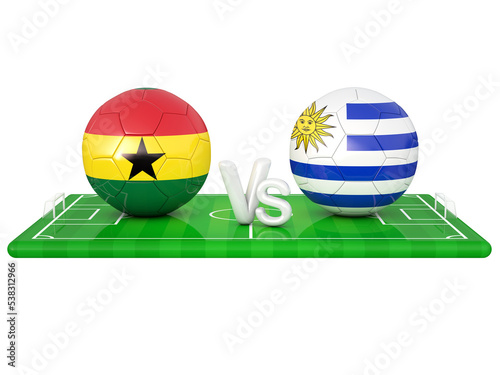 Ghana   Uruguay football game 3d illustration