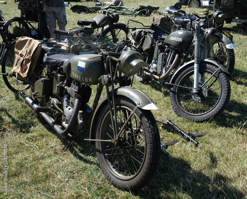 Yorkshire wartime experience show. Leeds, UK, August 2022. Military re-enactment event with soldiers, weapons, vehicles, tanks and armor. Axis and allied forces. An historical lifestryle event.