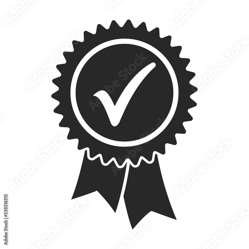 tick check mark badge with ribbons