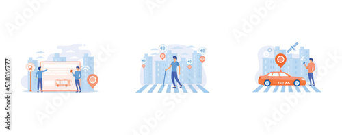 business company is looking for an employee for a job, complete prosperous family, groups of people on a swing and outweighs them, set flat vector modern illustration