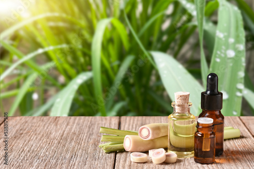 Canvas Print spa still life with lemongrass essential oils