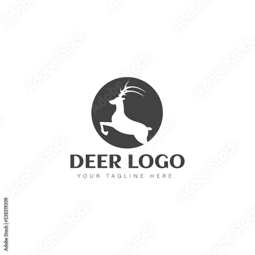 Deer with circle isolated logo design illustration icon