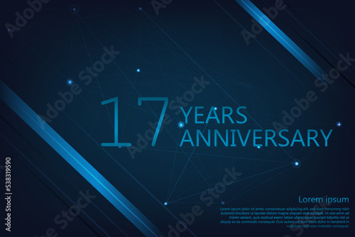 17 Years Anniversary. Geometric Anniversary greeting banner. Poster template for Celebrating 17th anniversary event party. Vector illustration