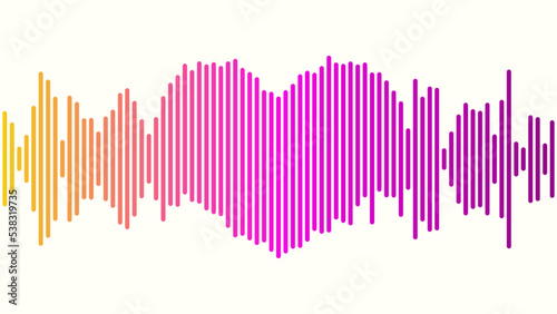 Sound wave. Heart shape. Music equalizer. Abstract vector illustration