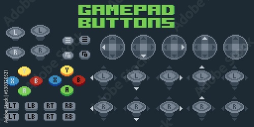 Pixel art gamepad buttons. Gamepad buttons for games photo