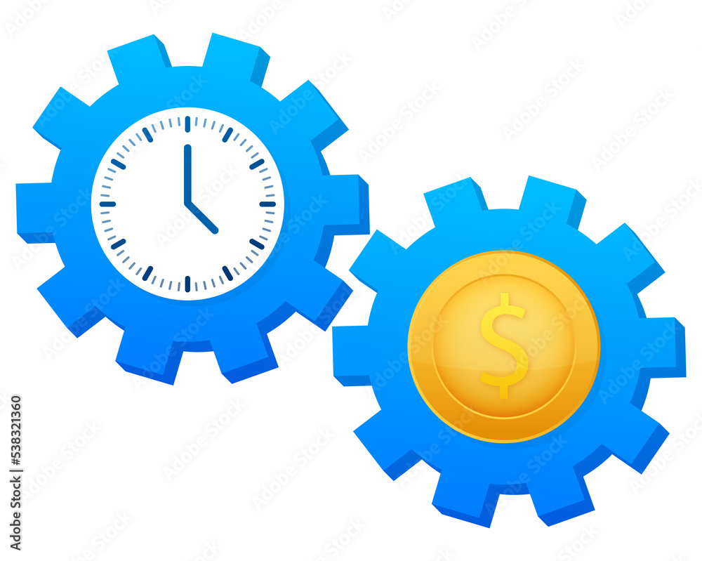 Time is money icon. Money saving. Business and management. Vector stock illustration. Time is money icon. Money saving. Business and management. Vector stock illustration.