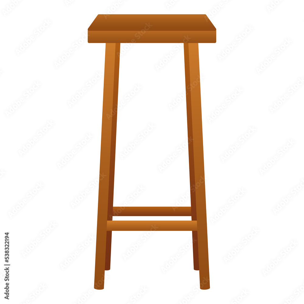 Bar wooden stool. Four legged stool. Vector stock illustration. Bar wooden stool. Four legged stool. Vector stock illustration.