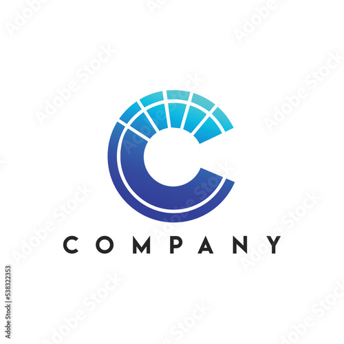 Creation C Letter Logo, Pixel art design of the C letter logo