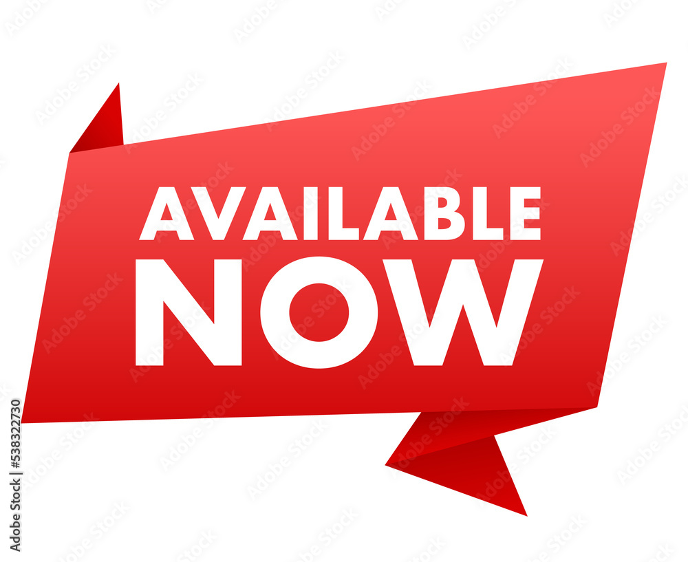Available now label, badge. Shop now. Vector stock illustration. Available now label, badge. Shop now. Vector stock illustration.