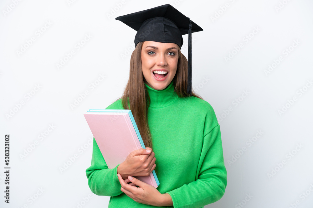 Young student caucasian woman isolated on white background with surprise facial expression Young student caucasian woman isolated on white background with surprise facial expression