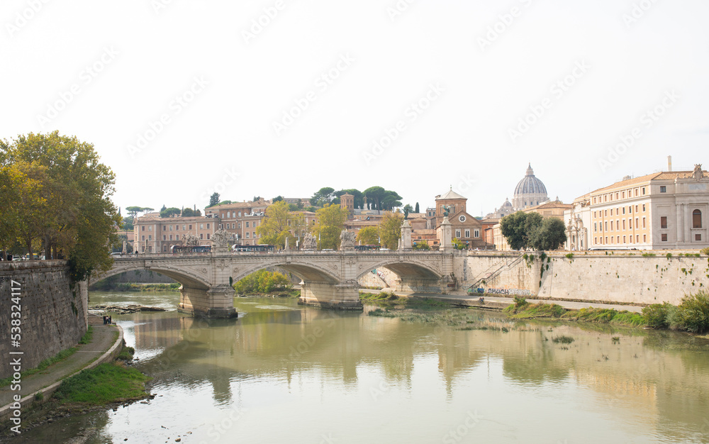 Rome city and tiber river near Vatican, Italy. 