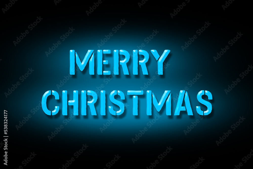 Merry Christmas. Blue neon inscription isolated on a black background. Holidays. Merry Christmas. Blue neon inscription isolated on a black background. Holidays.