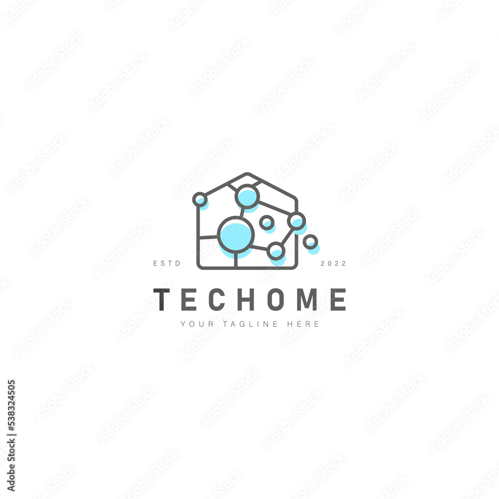Line tech home connect logo design icon illustration