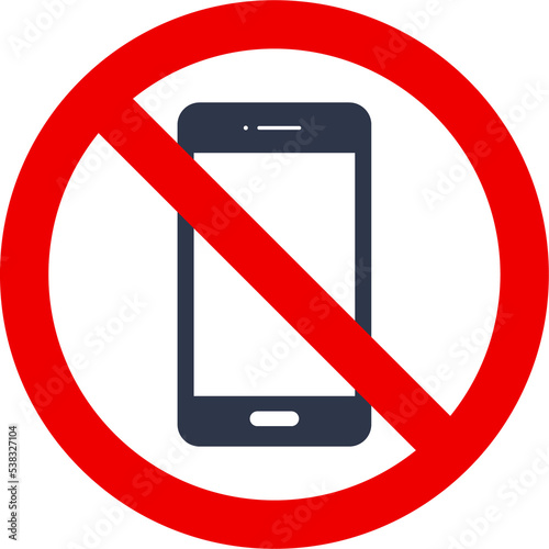 Off sound on phone. Silent mode on the smartphone. Forbidden use cell phone.