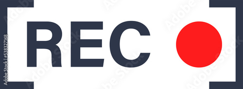 Recording icon. Red logo camera video recording signs. Rec illustrations.