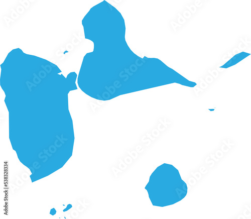 guadeloupe map. High detailed blue map of guadeloupe on transparent background.