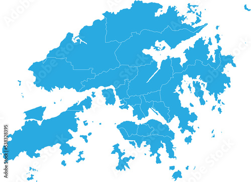hong Kong map. High detailed blue map of hong Kong on transparent background.