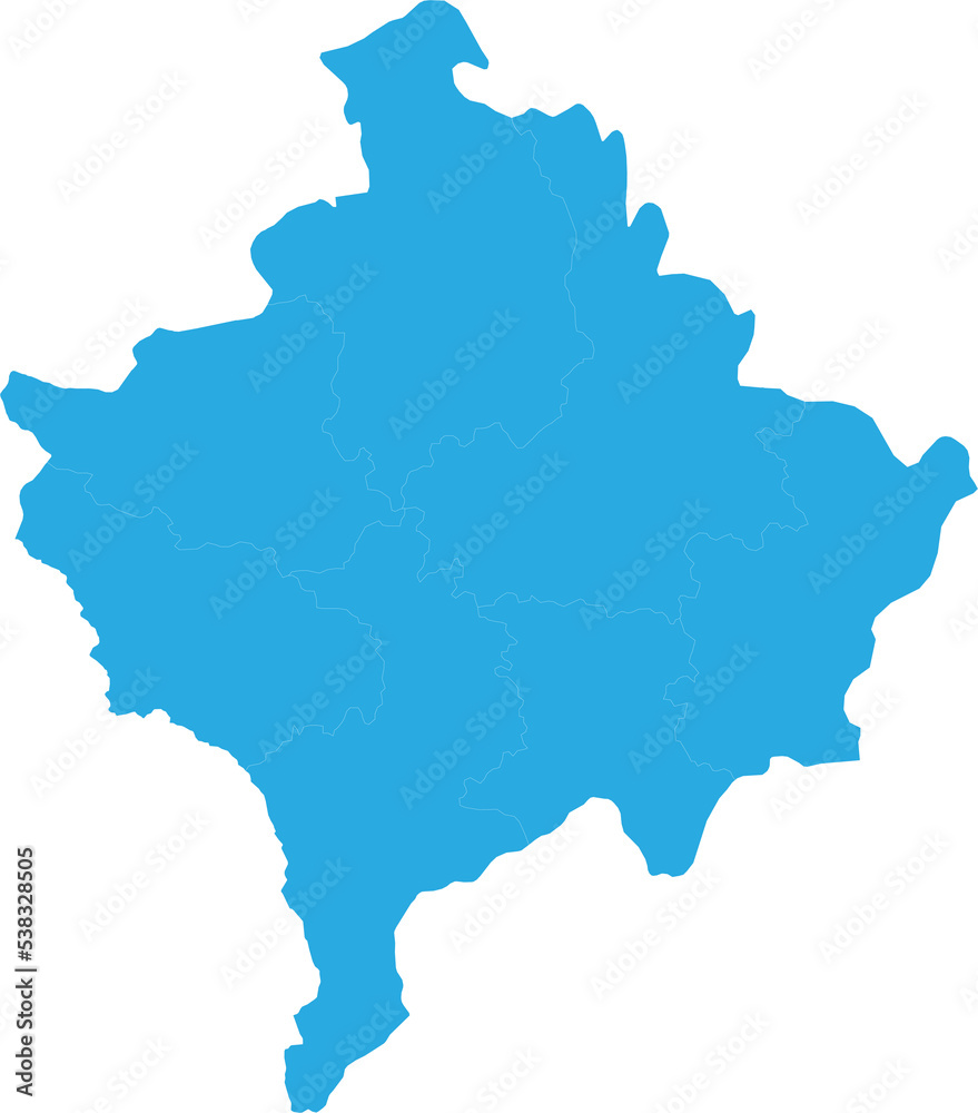 kosovo map. High detailed blue map of kosovo on transparent background.
