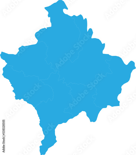 kosovo map. High detailed blue map of kosovo on transparent background.