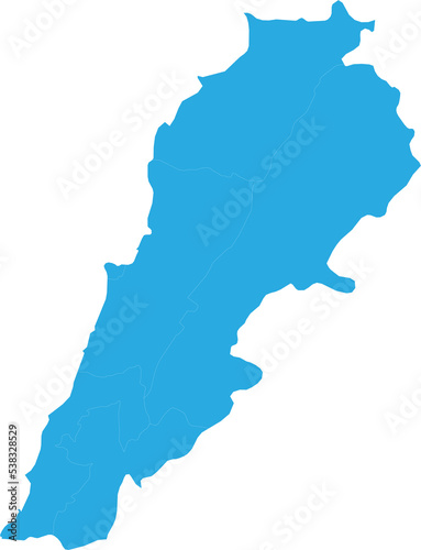 lebanon map. High detailed blue map of lebanon on transparent background.