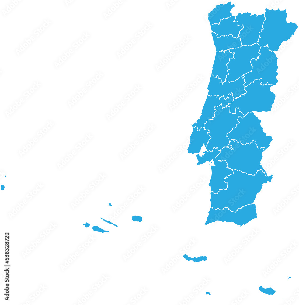 Obraz premium portugal map. High detailed blue map of portugal on transparent background.
