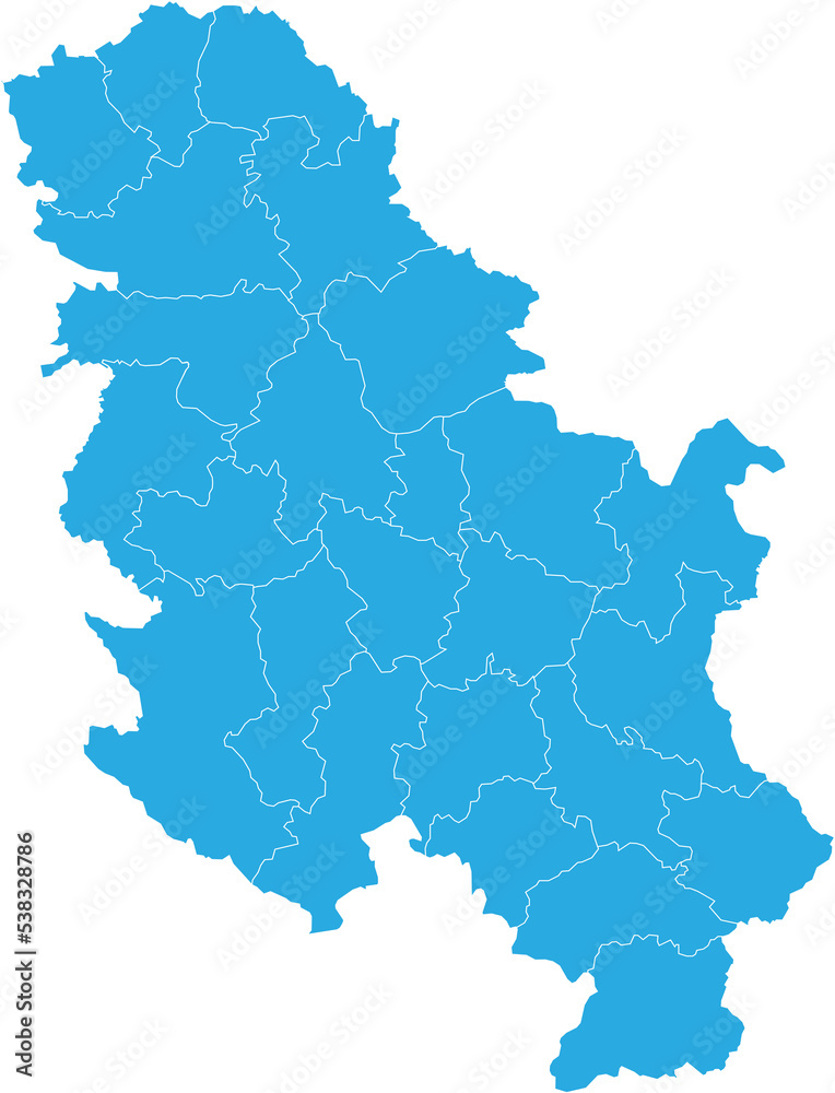 Fototapeta serbia No Kosovo map. High detailed blue map of serbia No Kosovo  on transparent background.