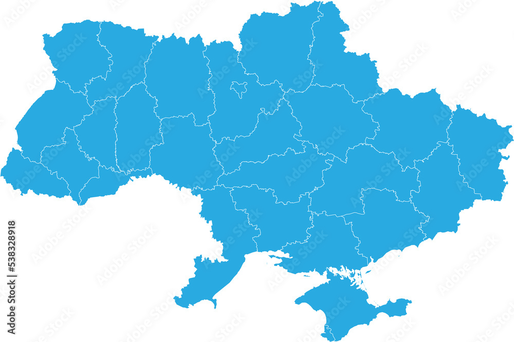 ukraine map. High detailed blue map of ukraine on transparent background.