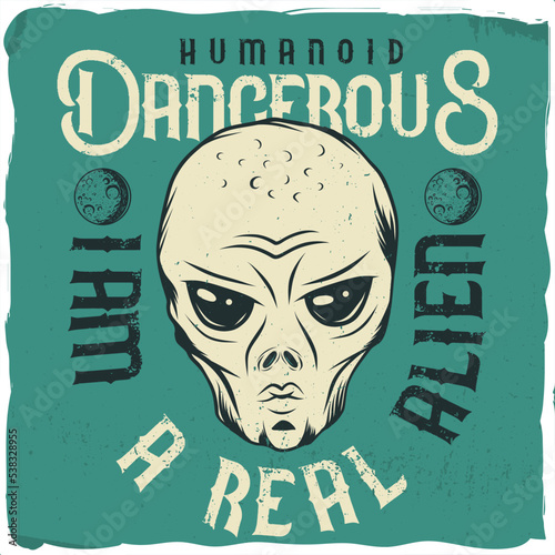 An angry head of an alien, dangerous invader
