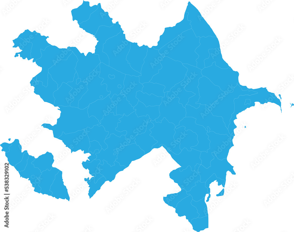 azerbaijan map. High detailed blue map of azerbaijan on transparent background.