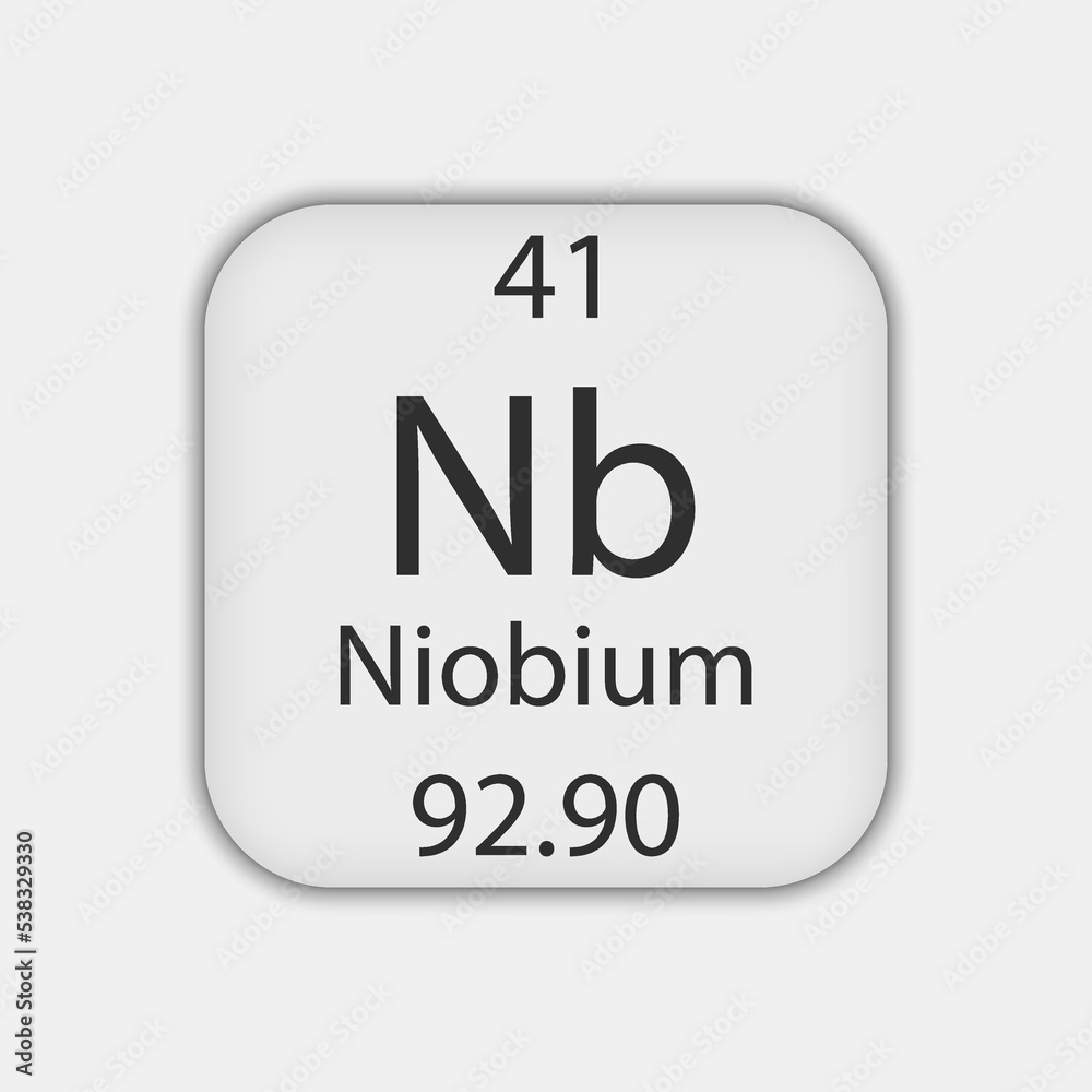 Niobium symbol. Chemical element of the periodic table. Vector illustration. Niobium symbol. Chemical element of the periodic table. Vector illustration.