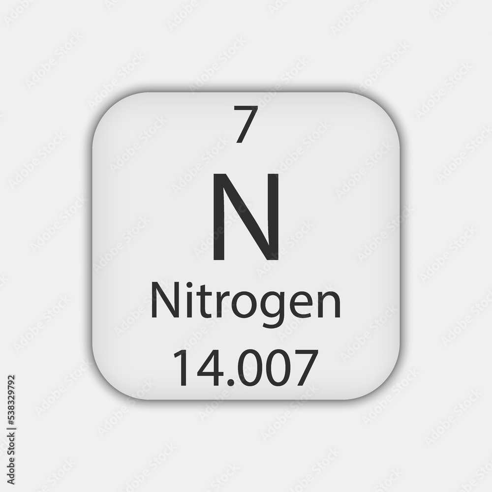 Nitrogen symbol. Chemical element of the periodic table. Vector illustration. Nitrogen symbol. Chemical element of the periodic table. Vector illustration.