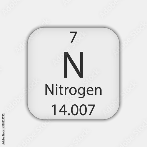 Nitrogen symbol. Chemical element of the periodic table. Vector illustration.