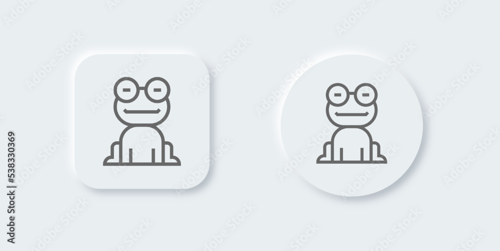 Frog line icon in neomorphic design style. Cute wildlife signs vector illustration. Frog line icon in neomorphic design style. Cute wildlife signs vector illustration.