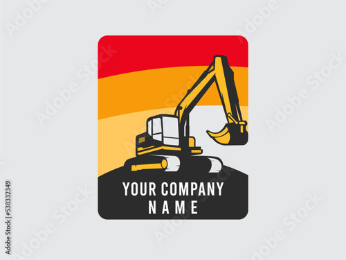 Excavator logo template for construction company, building project