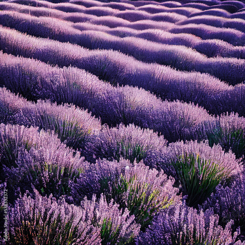 A colorful flowering lavandula or lavender field