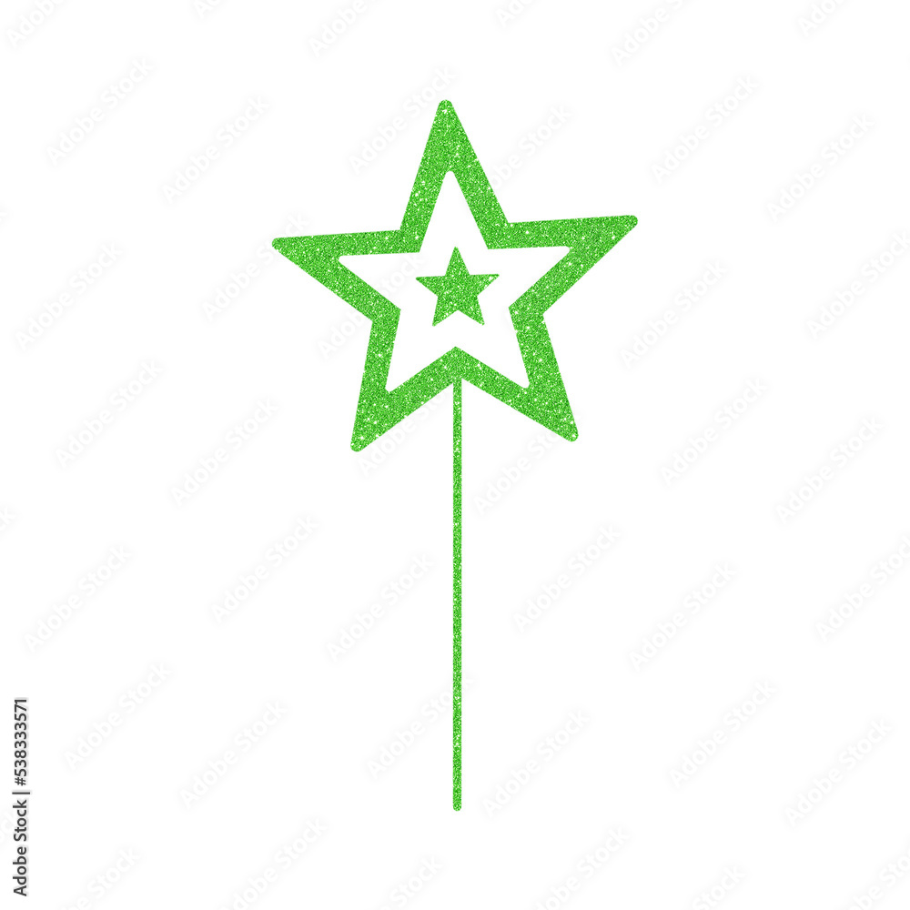 Green Glitter Star Stick Green Glitter Star Stick