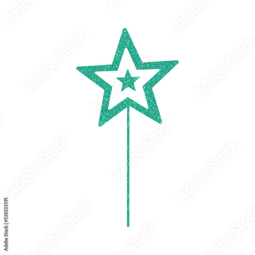 Green Glitter Star Stick
