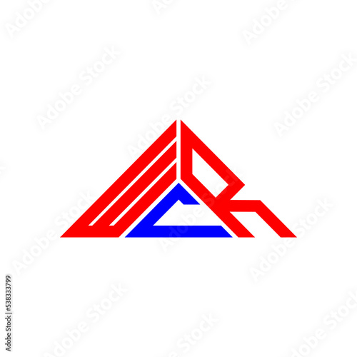 WCR letter logo creative design with vector graphic, WCR simple and modern logo in triangle shape. photo