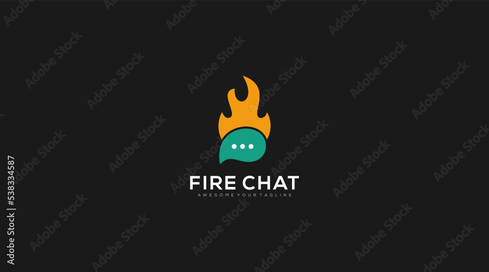 fire chat logo design modern icon template fire chat logo design modern icon template