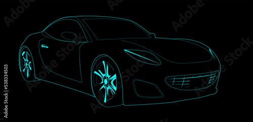 Sport car sketch isolated over solid background, vector illustration. Race car pencil like drawing